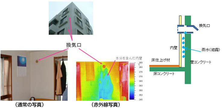 写真：赤外線サーモグラフィによる内部検査